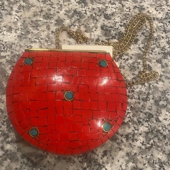 NWT Antik Kraft BGA-IN26 small metal clutch with bronze chain strap - Picture 9 of 15